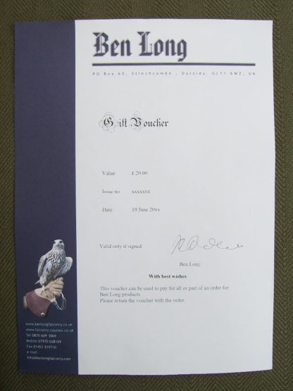 gift voucher of Ben Long Falconry