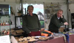 ben long in his falconry stall at a falconry fair